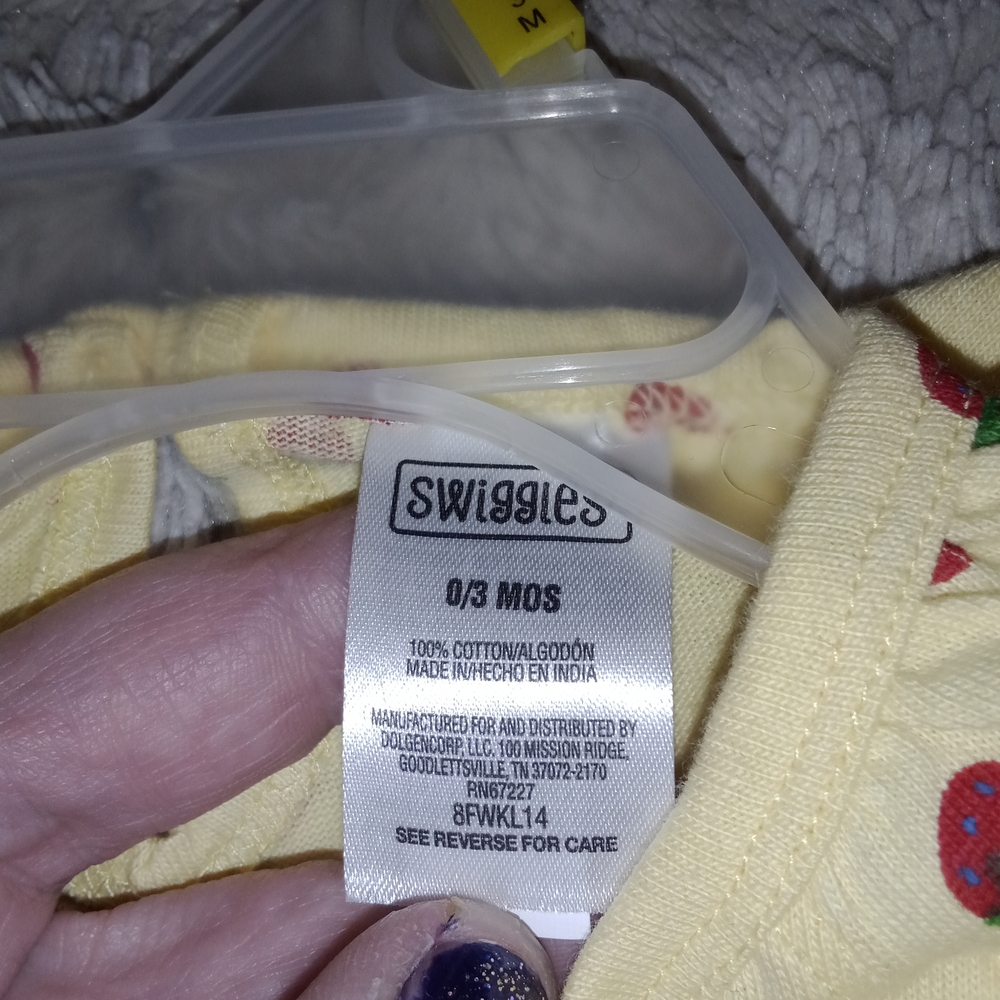 Swiggles Yellow Baby Bodysuit with Red Strawberry Print - Picture 4 of 5